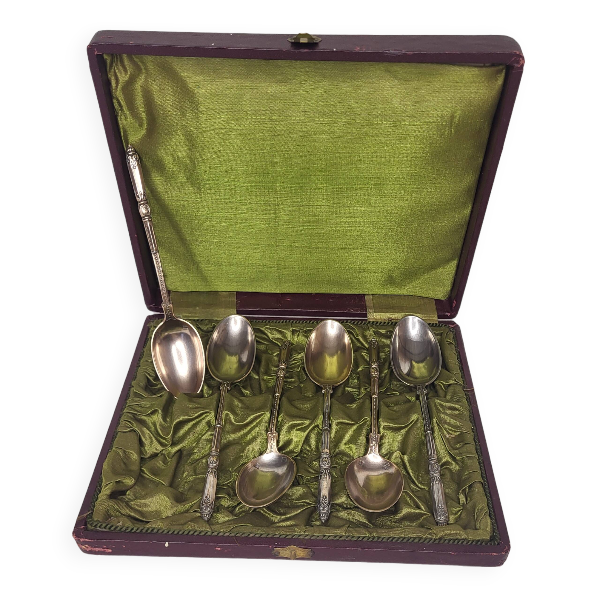 6 Art Nouveau silver-plated coffee spoons