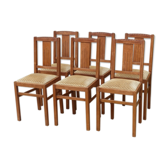 Set of 6 chairs of the elf indislocables brand 50s