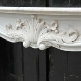 Louis XV style fireplace in white Carrara marble circa 1980