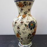 Old vase h becquet ceramic décor flowers made in belgium vintage