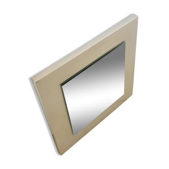 Square mirror on stainless steel base, France 1970s