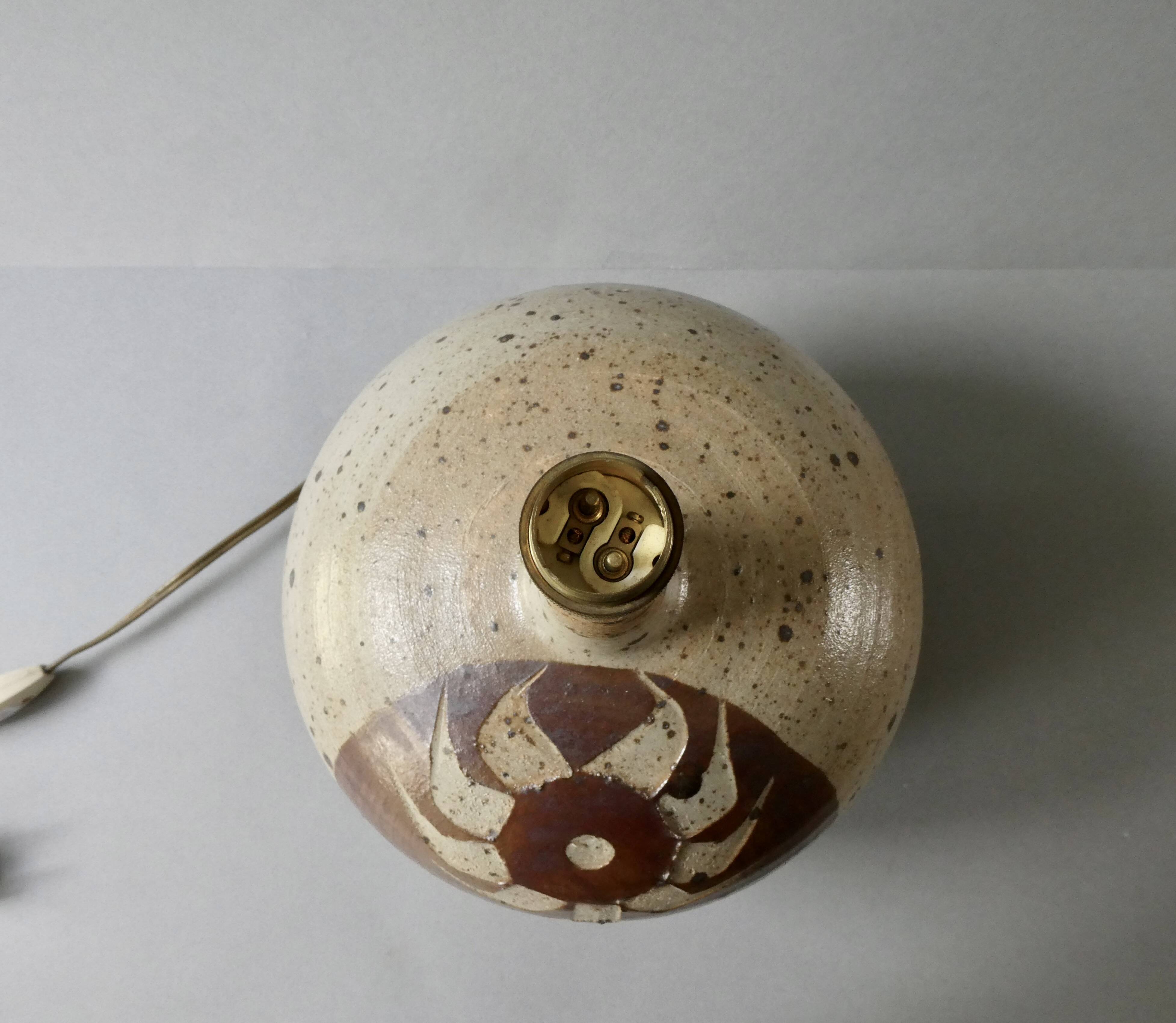 Signed stoneware lamp base, Janet Stedman and Pierre Digan la Borne, 1960