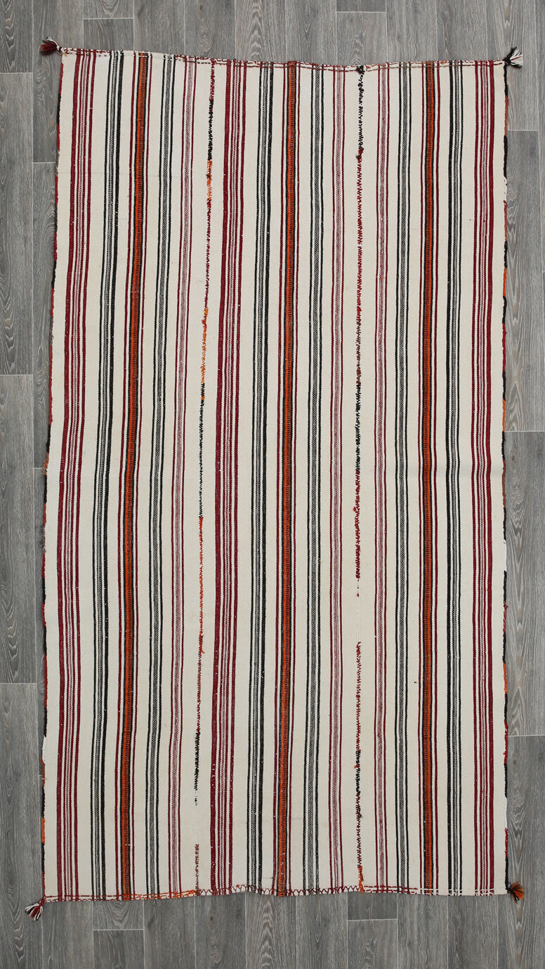 5x9 modern striped hemp rug, 148x269cm