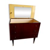 Coiffeuse commode en bois laqué vintage 1950