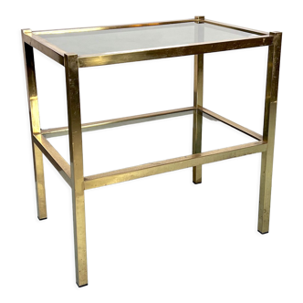 Vintage Italian brass and smoked glass side table from 70s