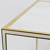 A pair of brass and white mirror tables from Vereinigte Werkstätten, Germany, 1970s.