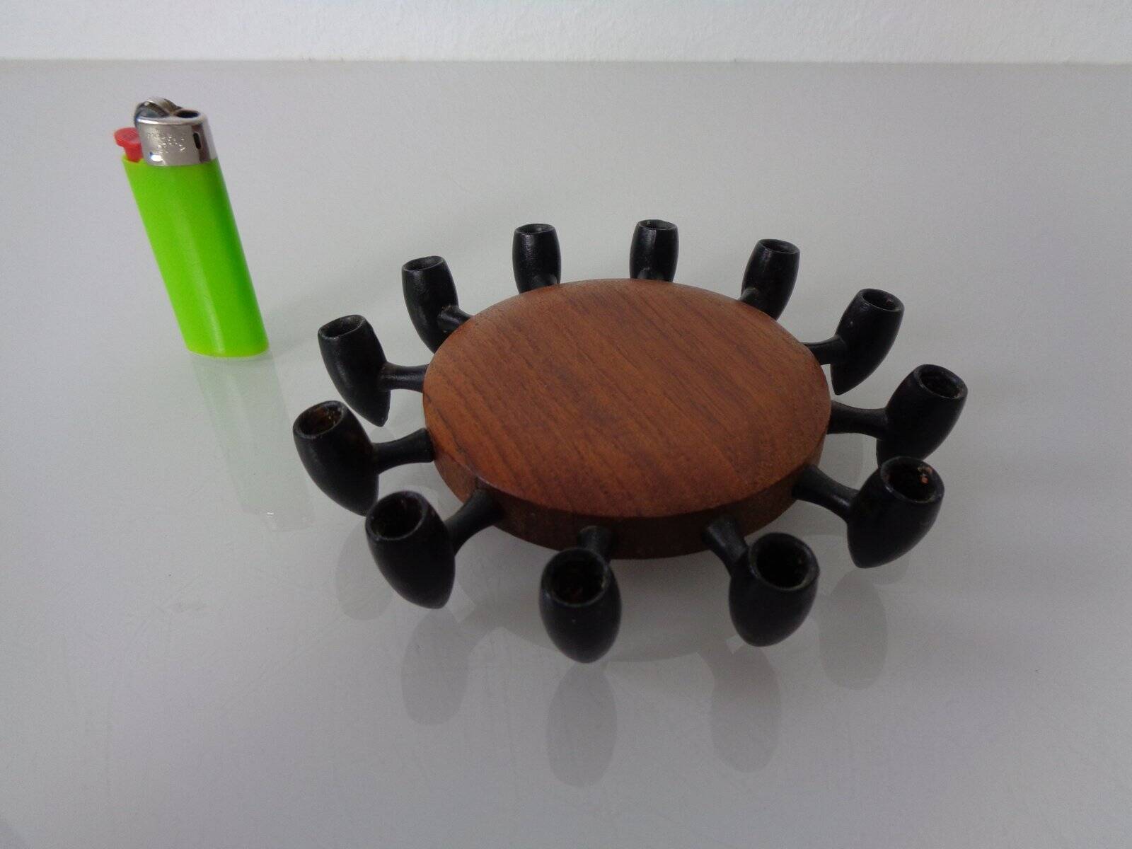 Digsmed Teak and Steel Candleholder, Denmark, 1960s
