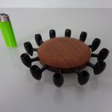 Digsmed Teak and Steel Candleholder, Denmark, 1960s