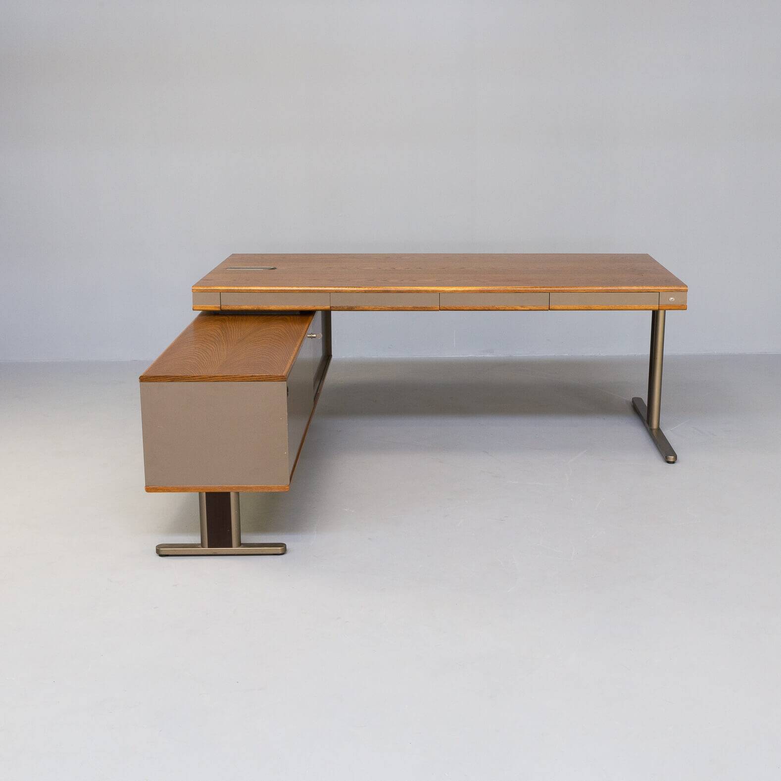 70s executive writing desk with side cabinet