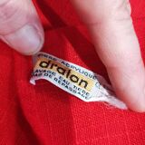 Old rectangular Basque red tablecloth and 12 matching Dralon napkins