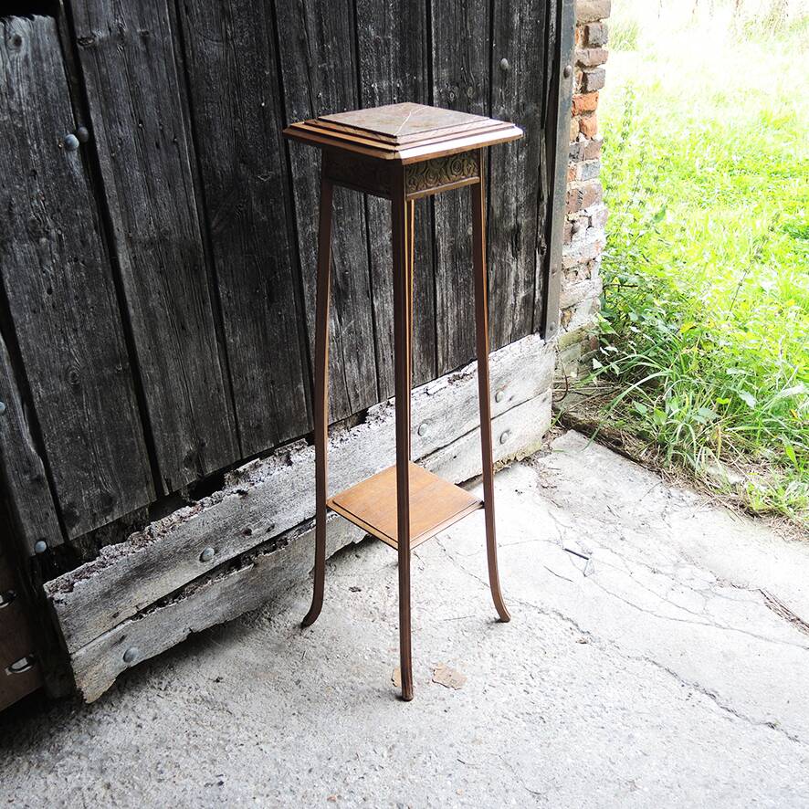 Table d'appoint ancienne en bois et marbre de style Art Déco