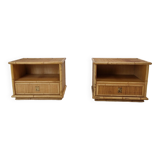 Bamboo and Rattan Pair of Bedside Tables Nightstands by Dal Vera, Italy 1970s