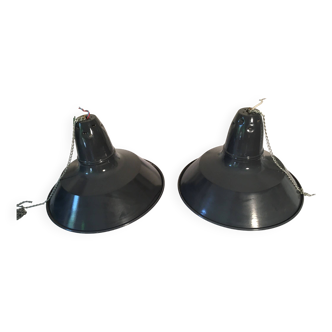 Pair of industrial pendant lights