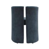 Mid Century Modern Italian Curved Chairs in Blue Velvet, Set of Six