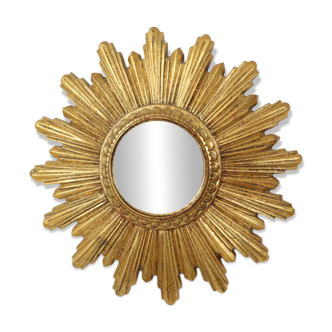 Small Sunburst Mirror Gold Leaf Convex Sun Mirror 25cm