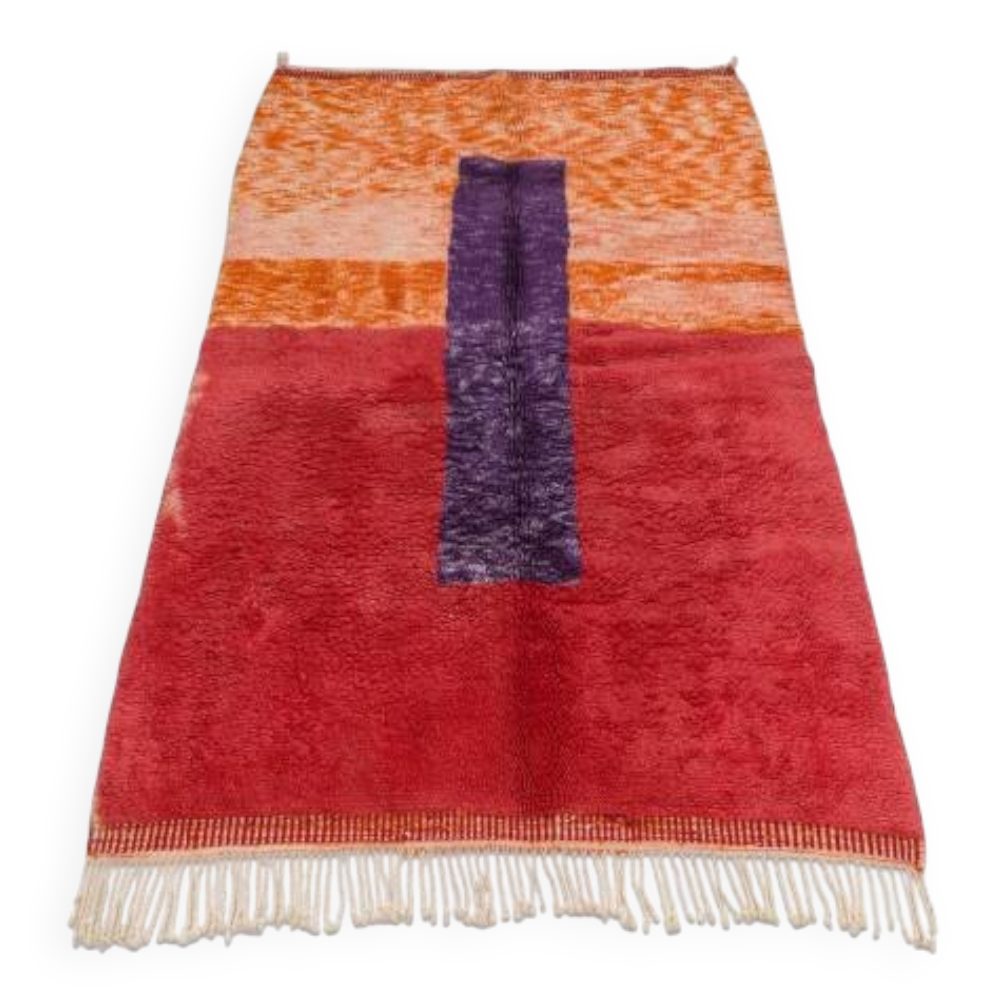 Berber mr4015 beni mrirt handwoven rug from morocco, geometric - red / orange