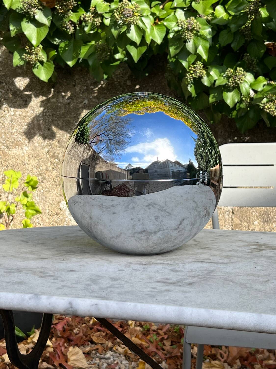 Vintage silver bowling ball ice bucket, Lamotte design