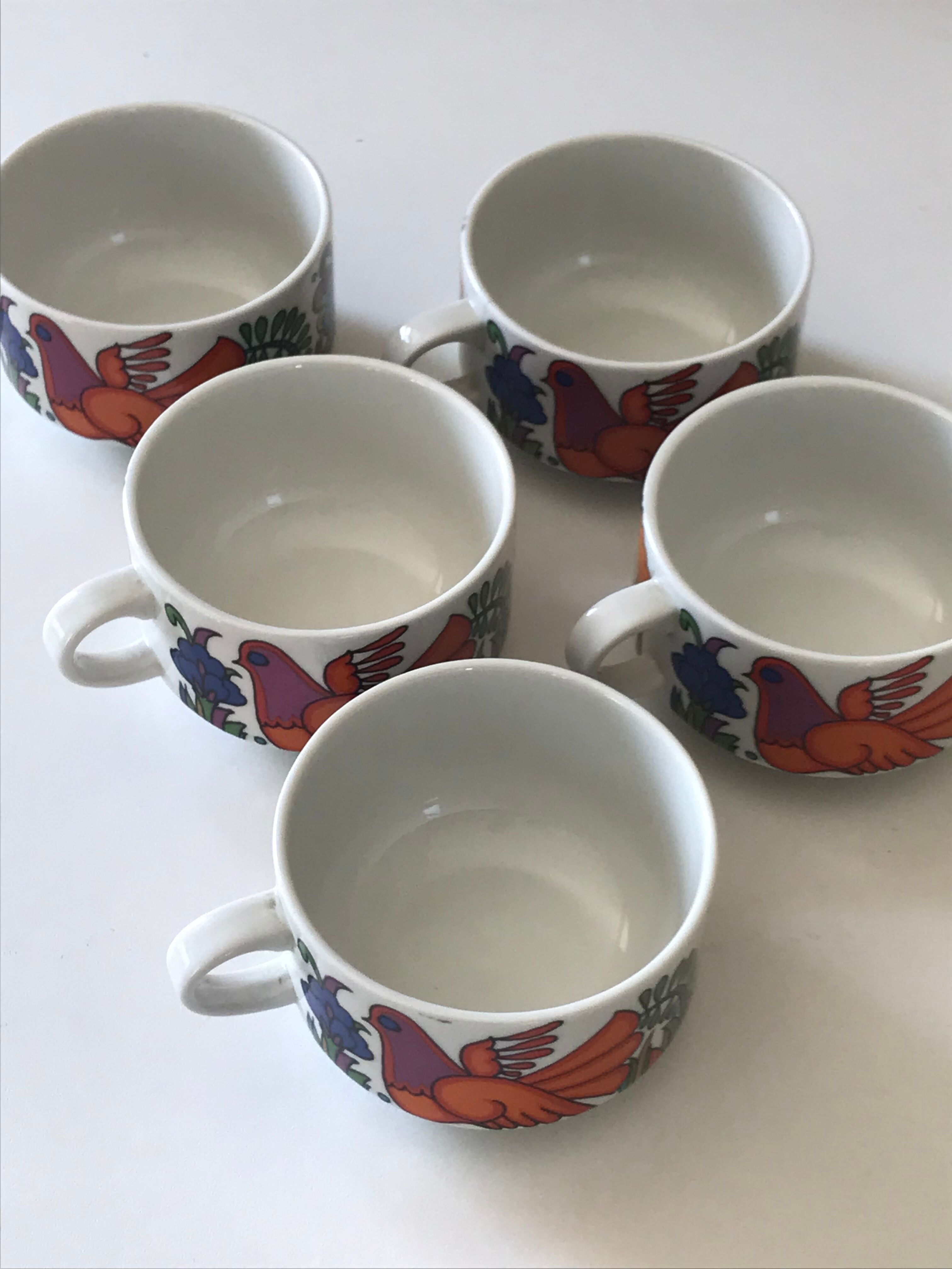 Set of 5 cups Acapulco vintage design 1970