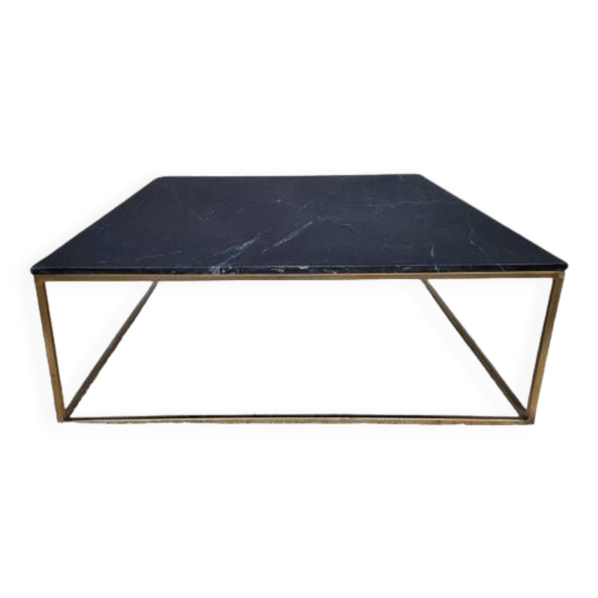 Coffee table or black marble and brass display "in its own juice"