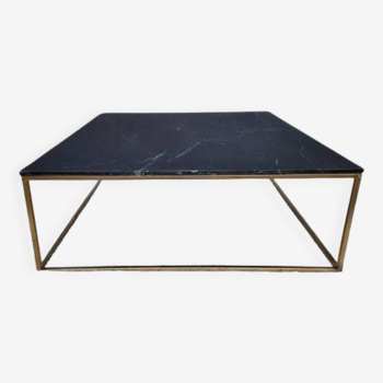 Coffee table or black marble and brass display "in its own juice"