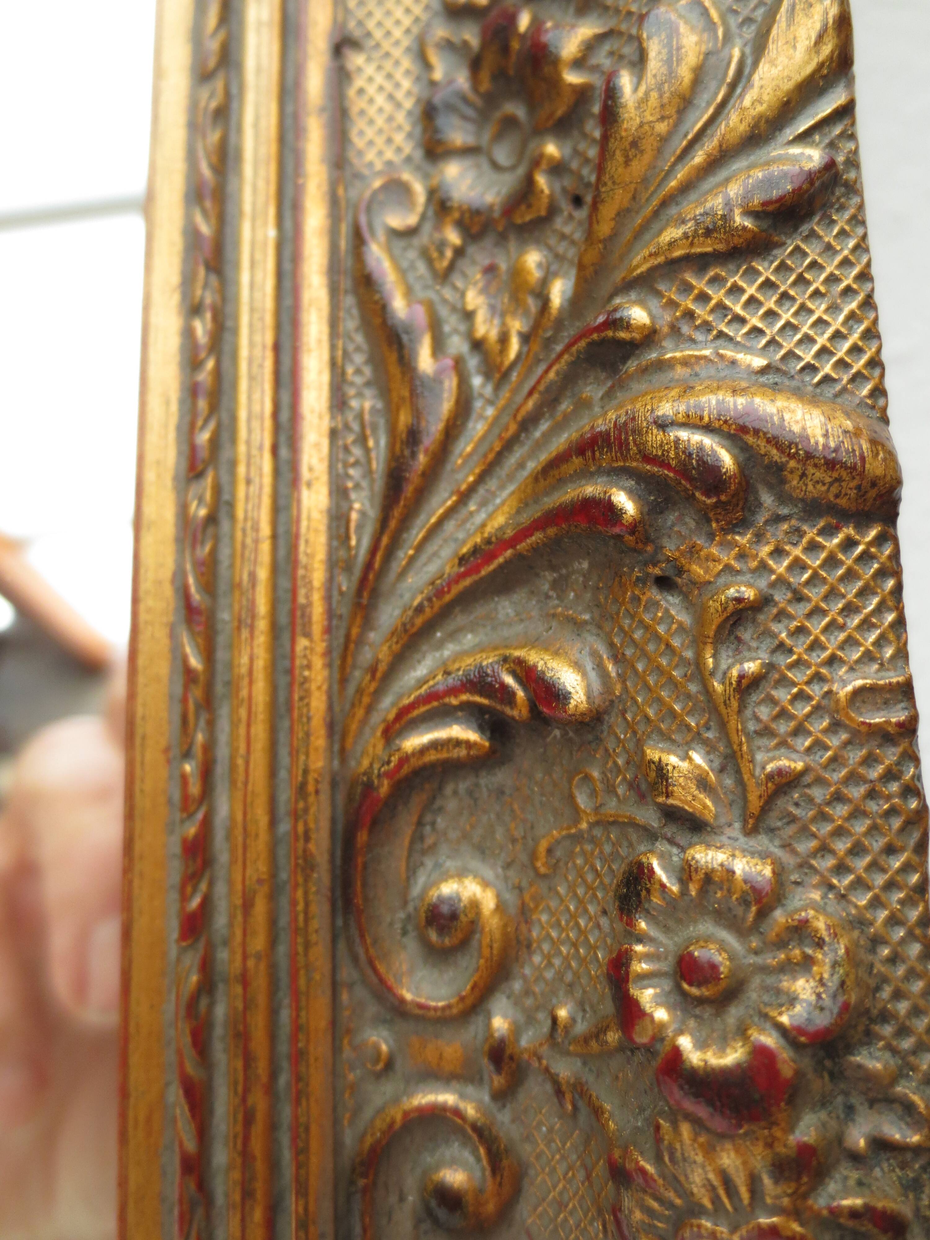 old rectangular mirror aged golden tower