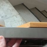 Geometric chrome and wood wall light