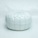 Moroccan leather pouf, moroccan ottoman pouf, white moroccan pouf, vintage