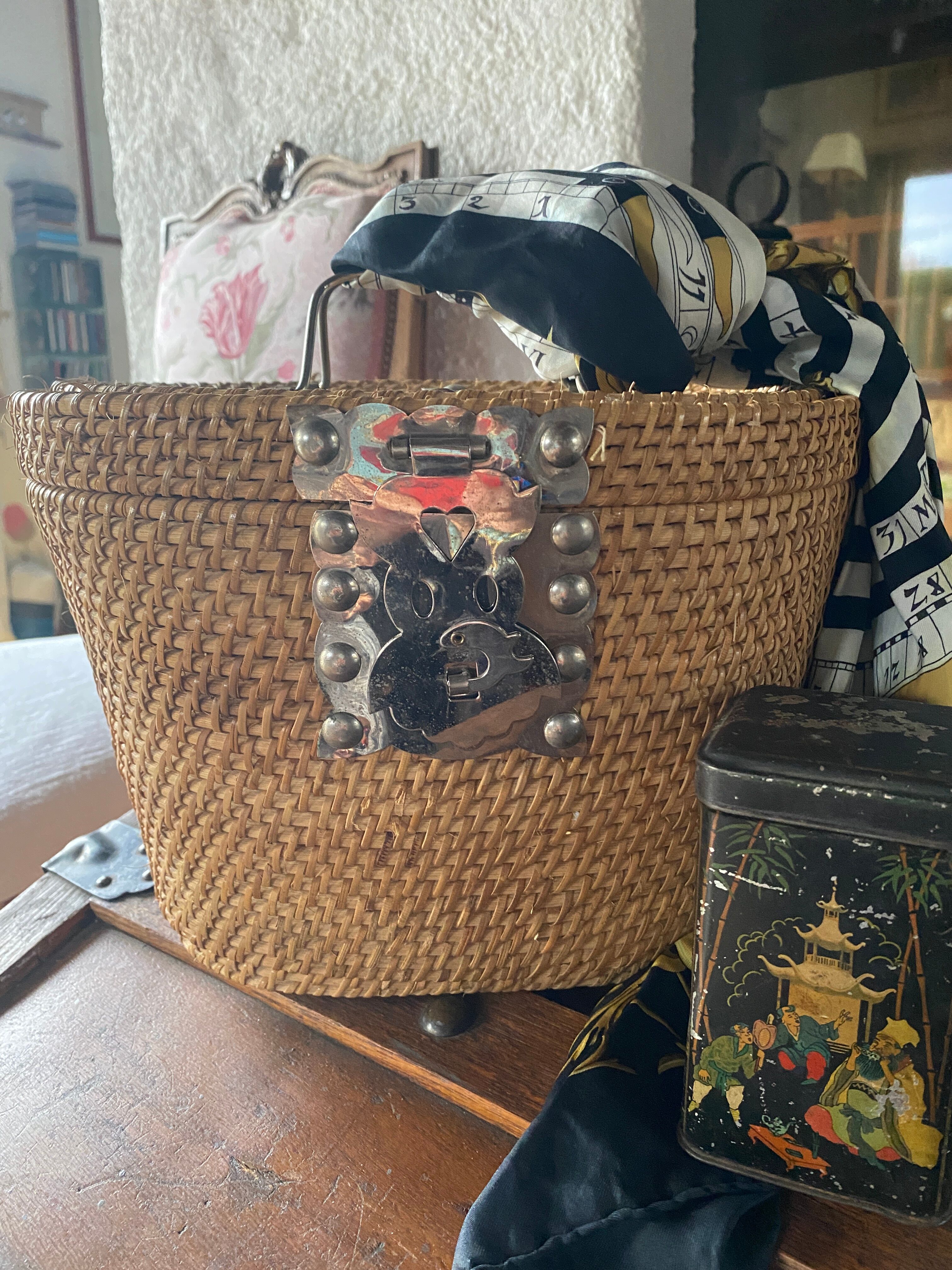 Vintage oriental tea basket