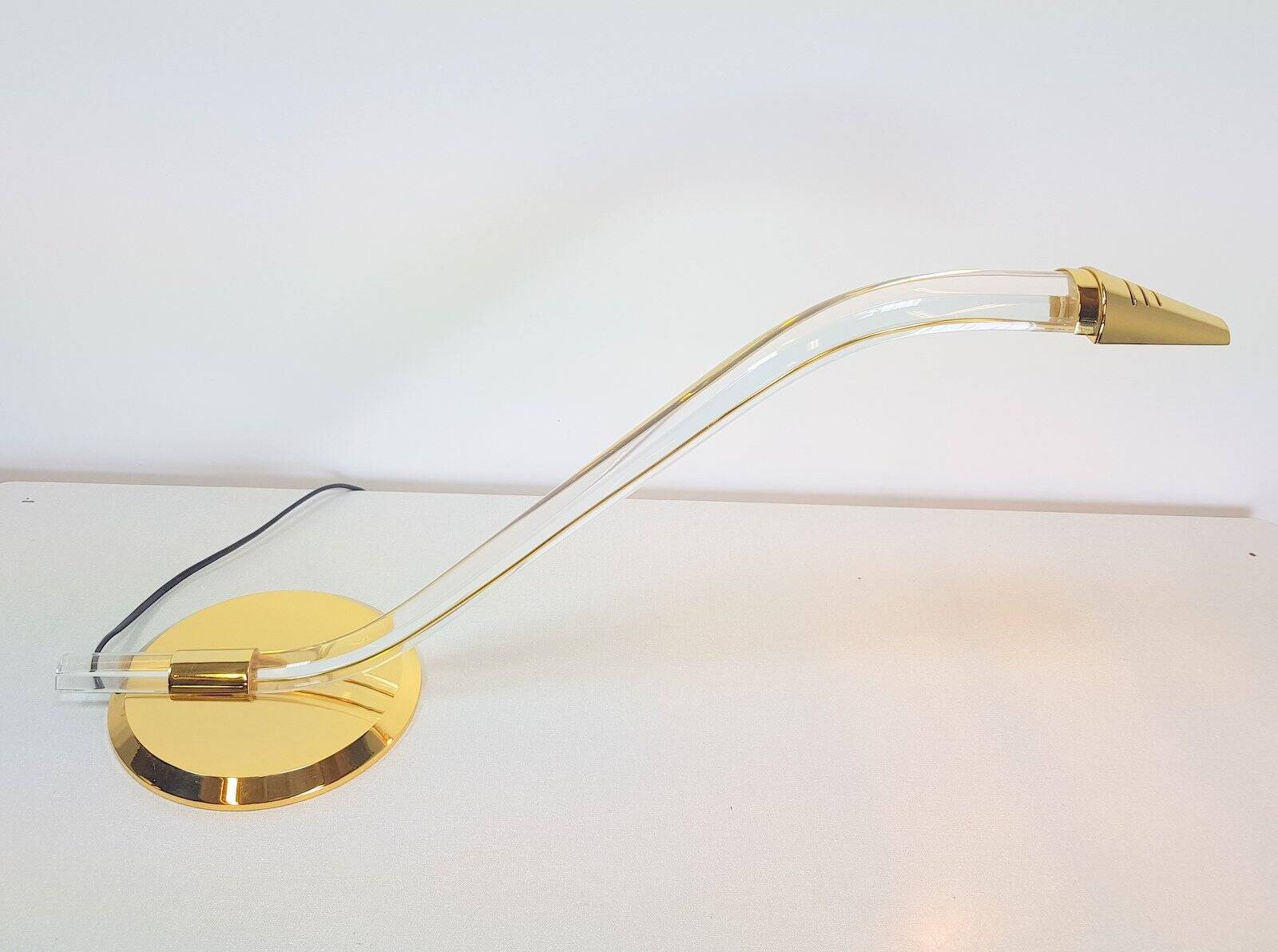 Vintage Cobra Desk Lamp in Brass and Acrylic from Grupo Mci, 1970