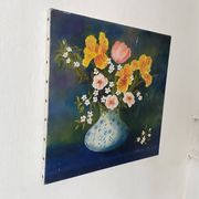 Peinture bouquet huile sur toile 38X38
