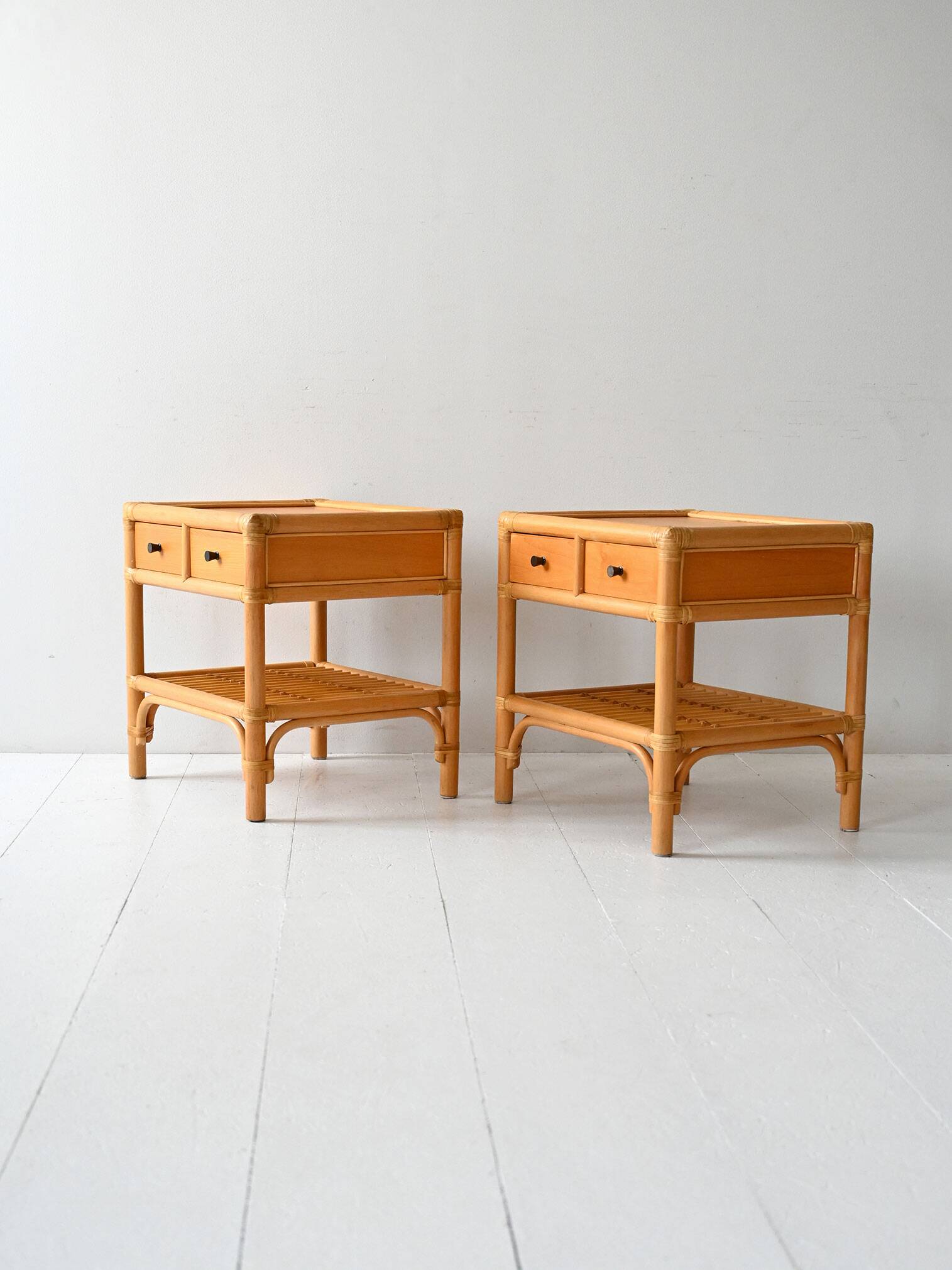 Pair of DUX Scandinavian Nightstands in Bamboo
