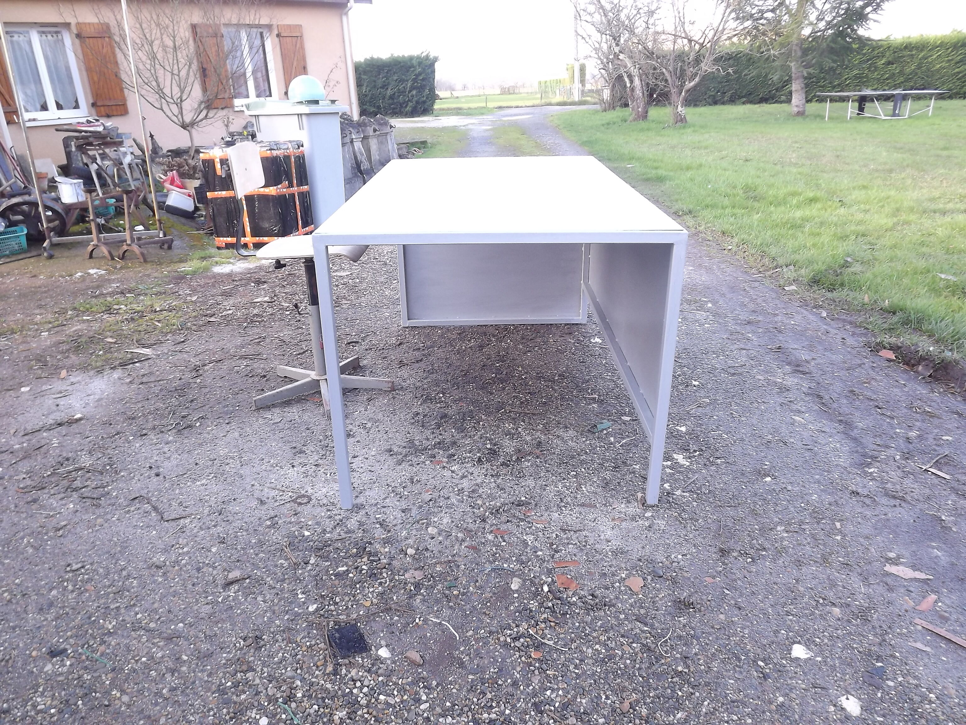 Industrial iron desk and Chair