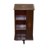 Bibliothèque tournante en noyer burr édouardien avec incrustations Sheraton vers 1900
