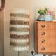 High glass lamp and vintage alpaca