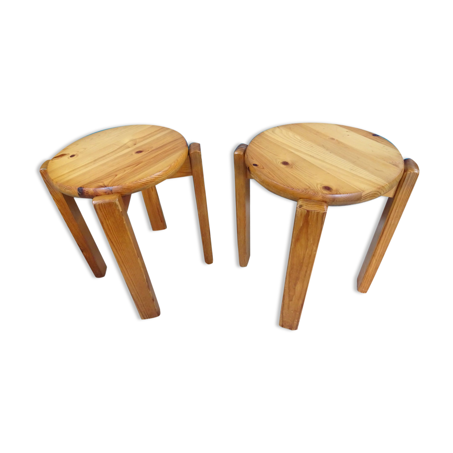 Pair of 70s pine stools