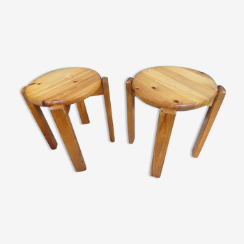 Pair of 70s pine stools