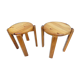 Pair of 70s pine stools