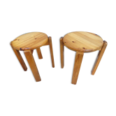 Pair of 70s pine stools