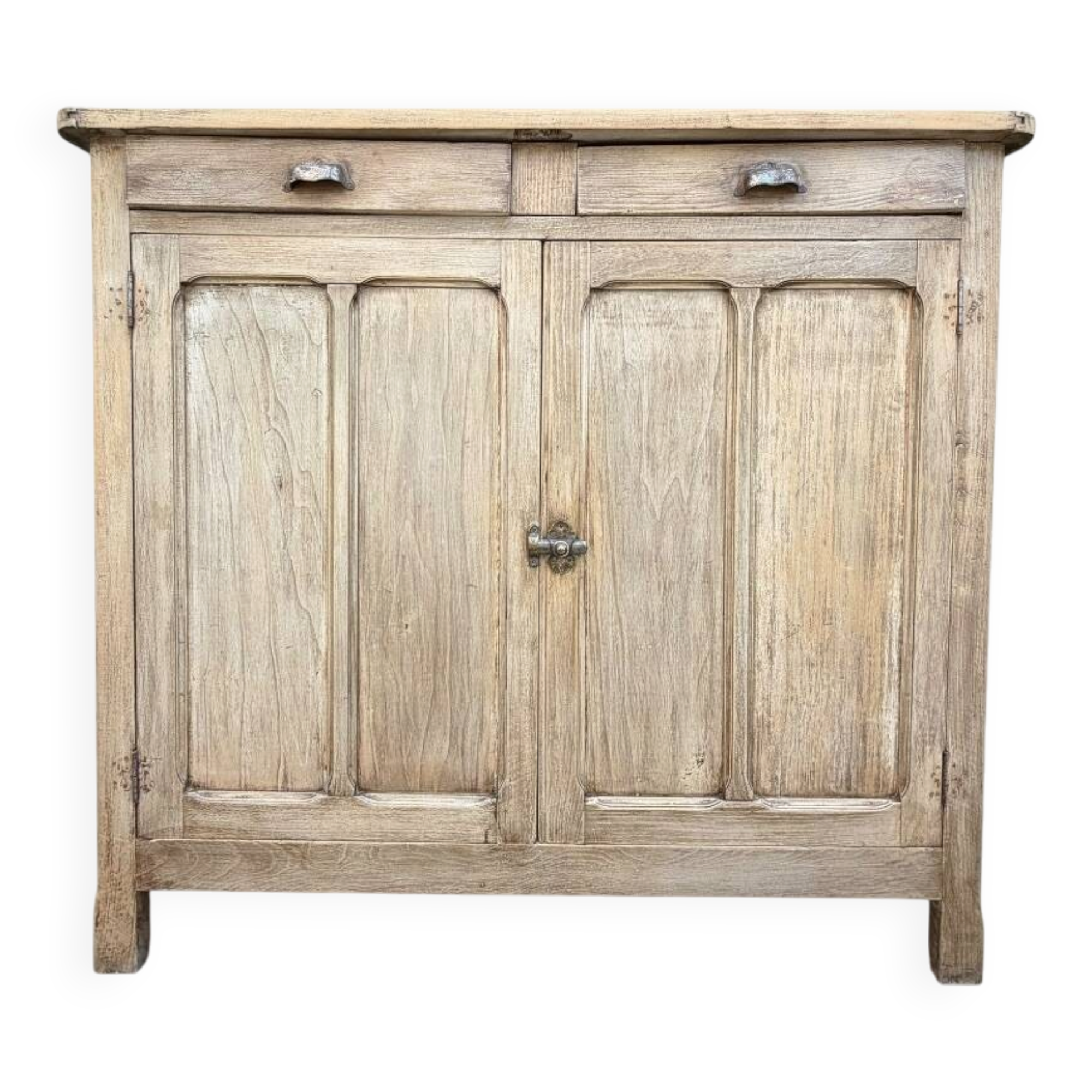 Antique patinated Parisian buffet with shell handles.