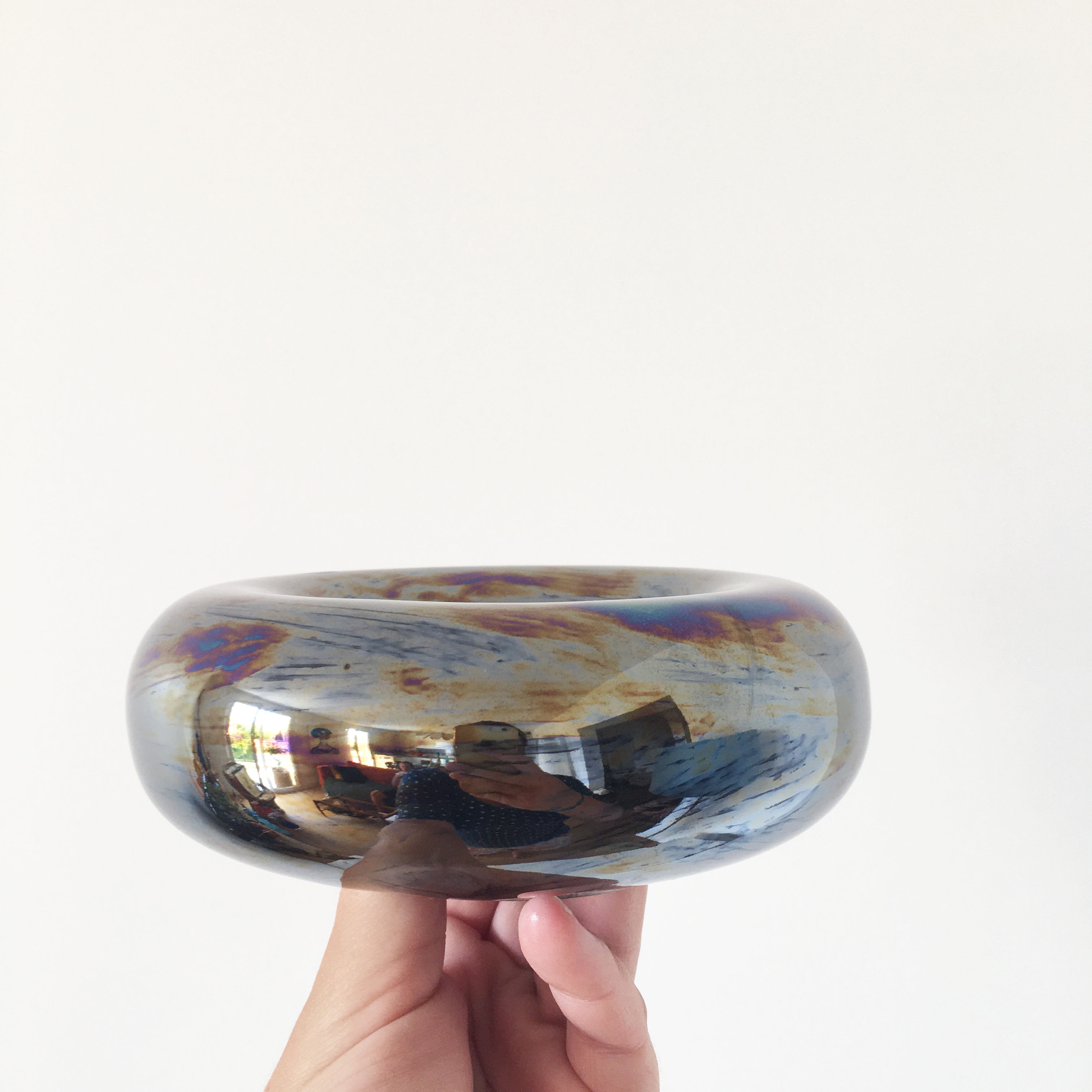 Ceramic silver enamel ashtray