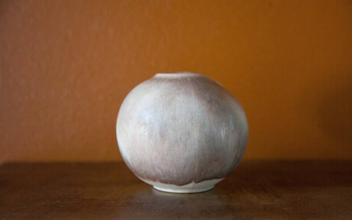 Small vintage ball vase, ceramic vase, interior decoration, pottery