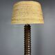 Midcentury brutalist chunky wood turned floor lamp, Charles Dudouyt style.