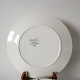 Set of 6 digoin sarreguemines flat plates blue and silver model "moulins" 1950