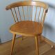 Fauteuil en bois, pieds compas, style scandinave, Baumann ou Thonet