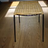 Vintage steel and woven wicker basketball stool by franco legler 1950s