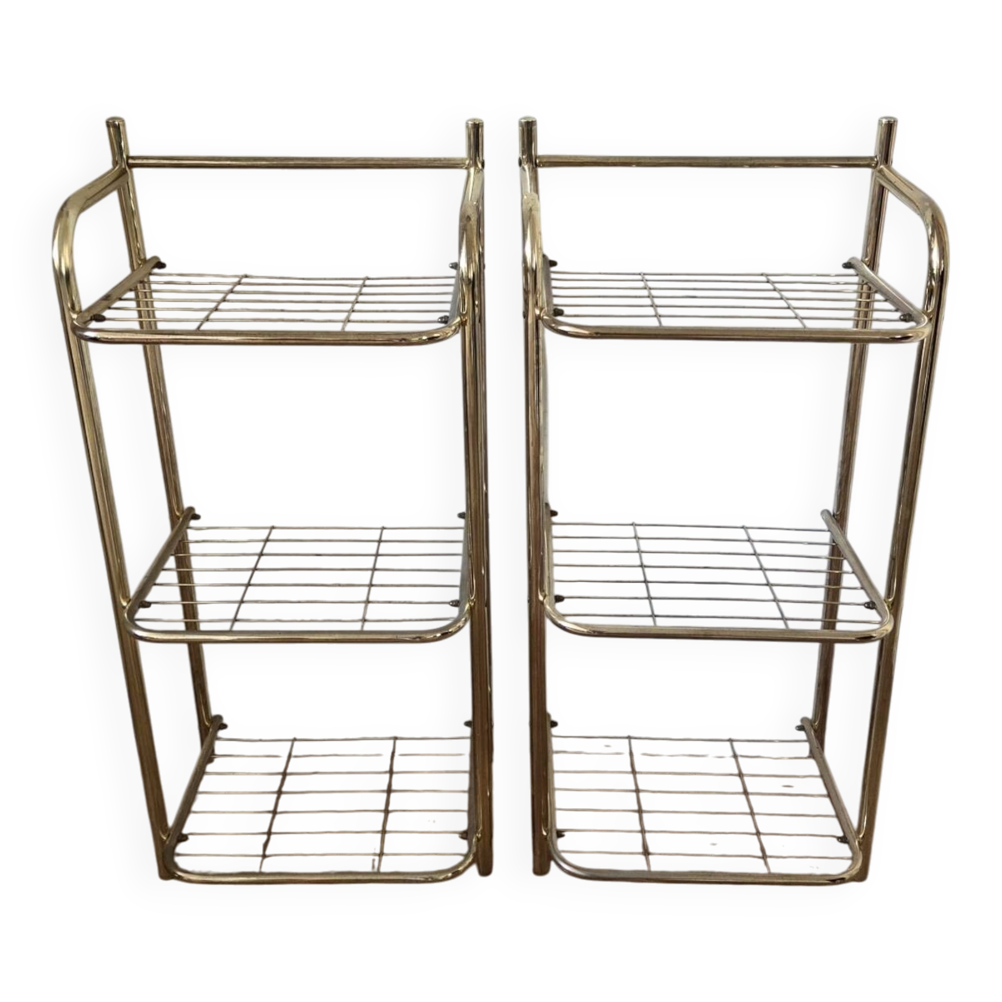 Paires d'étagères vintage en métal doré