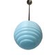 Vintage blue ribbed glass art deco hanging lamp 1950s