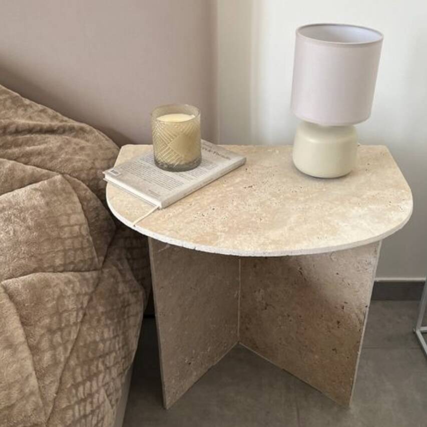 Travertine bedside table