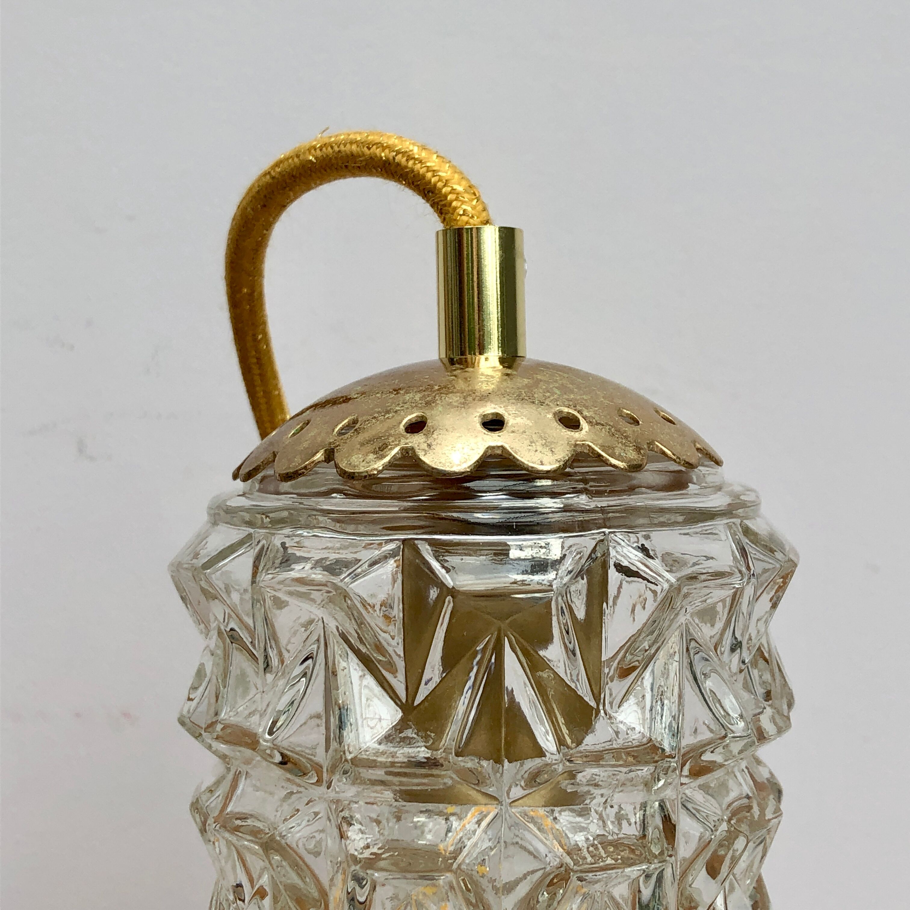 Vintage moulded glass tulip hanging lamp