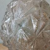 Vintage pressed molded glass lamp globe diamond faceted portable pendant light